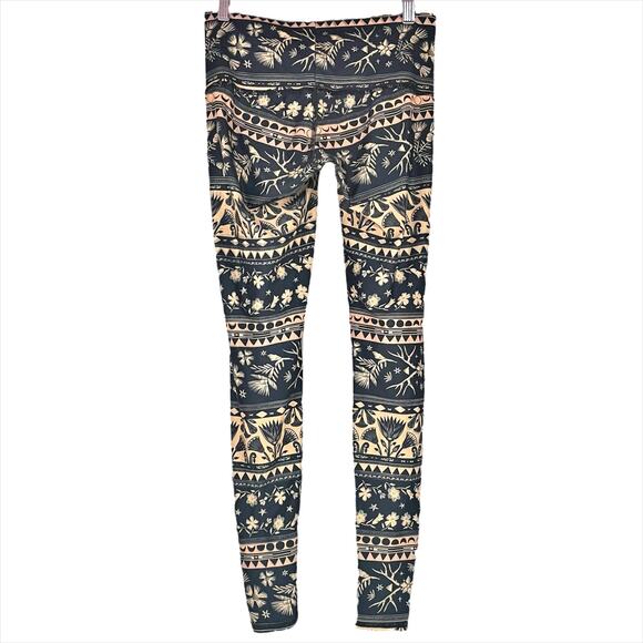 TEEKI Moon Flower Hot Pant Buttery Soft Leggings Navy Blue & Cream Size S - Picture 6 of 8